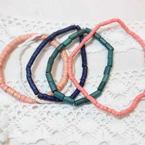 ❤️ 🧡 💛 Tropical Breeze Set of 4 Stretch Bracelets & 1 Matching Ankle Bracelet